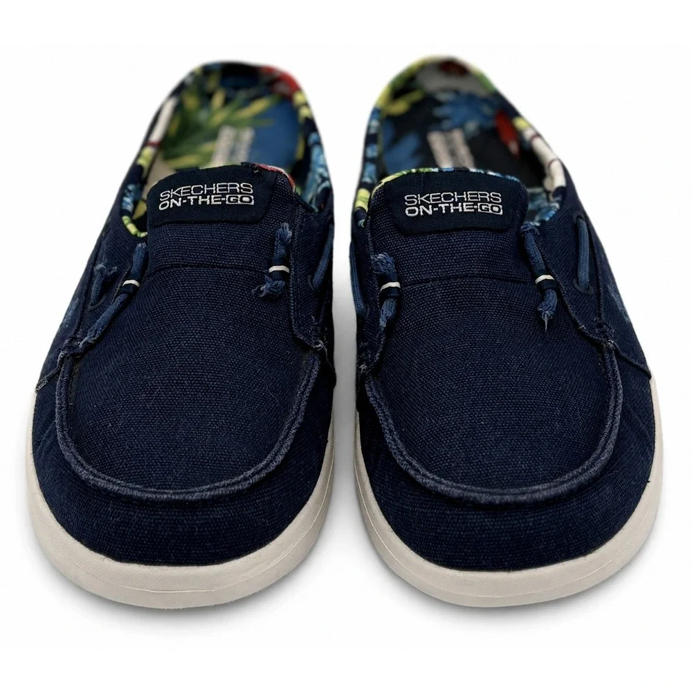 Skechers On-The-GO Flex Saltwater Women's Size 9 Navy Canvas Boat Shoes 136496